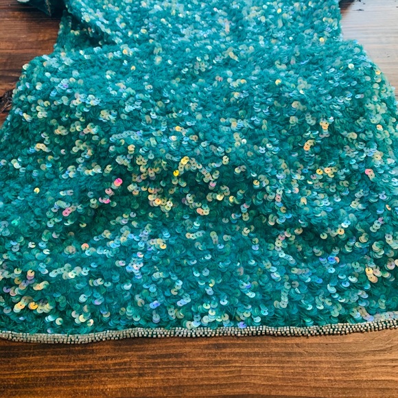 Vintage Nipon Night Teal Sequin Dress with purse - Picture 4 of 8